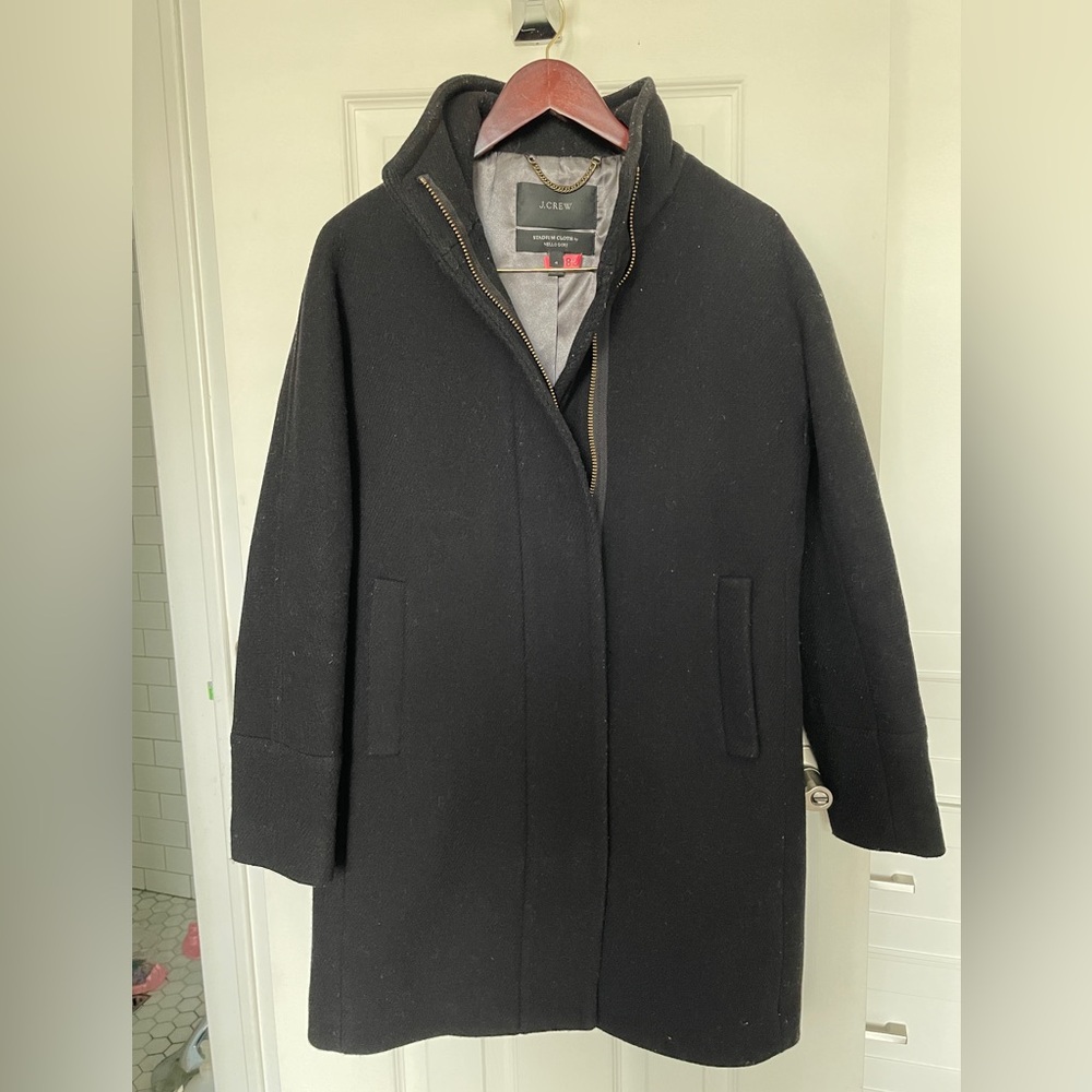 J. Crew Cocoon Coat Stadium Cloth size 4 Black